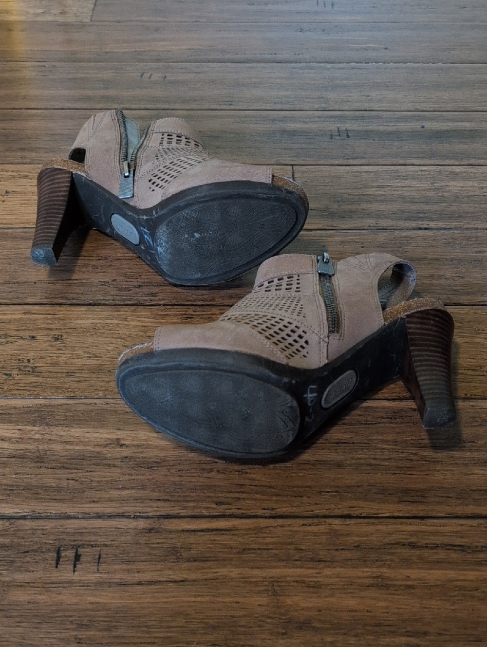 Adam Tucker Taupe Cutout Peep-Toe Booties - Picture 4 of 4